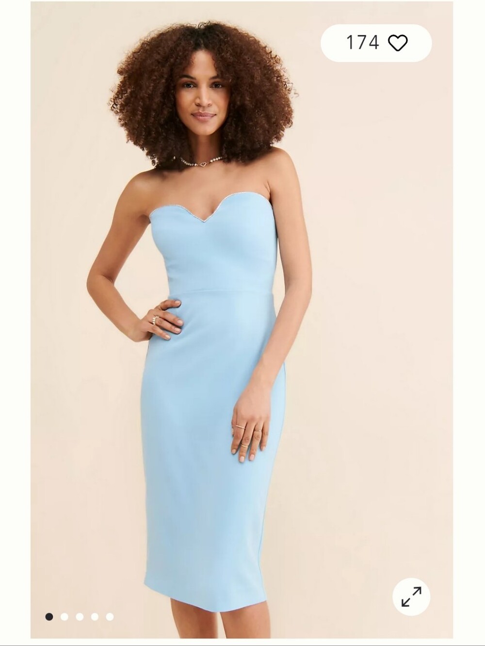 Monique Lhuillier Strapless Midi Dress in Light Blue